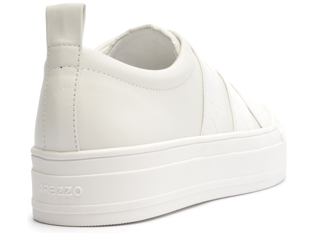 Tenis Slip On Branco Couro Flatform El sticos 11218 Arezzo