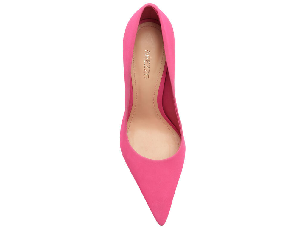 Scarpin Rosa Nobuck Salto Alto Fino Bico Fino 12754 Arezzo