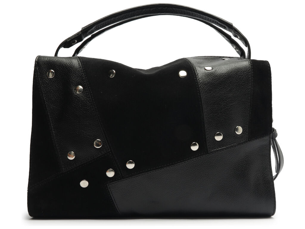 Imagem da variante: Bolsa Grande Leather Preta Camurça Tachas 50011 Arezzo SPECIAL LEA - PRETO - UN
