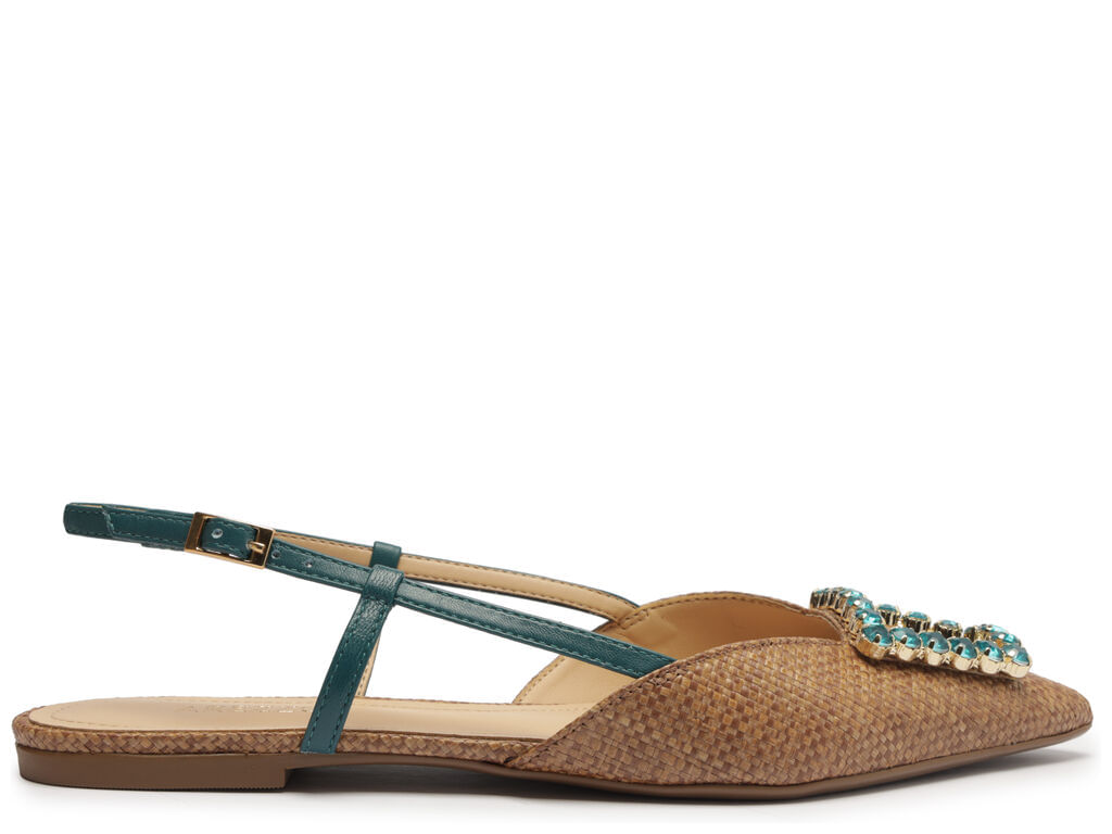 Sapatilha Marrom Tramada Bico Fino Slingback Pedraria 11905 Arezzo