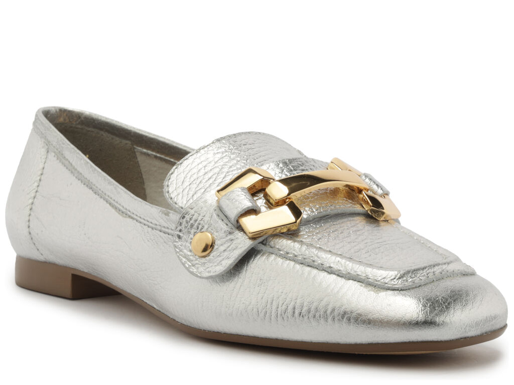 Loafer Prateado Couro Brid o Switch com Troca de Brid o 13031 Arezzo