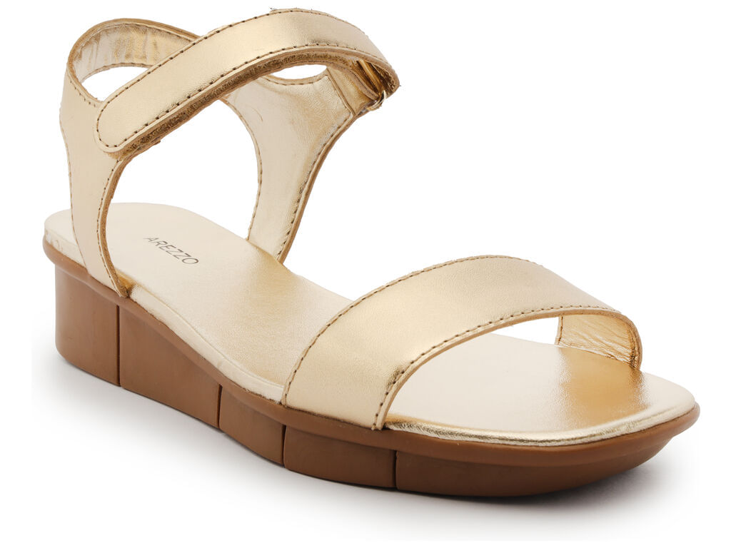 sandalia dourada couro flatform comfort 02405 arezzo-1