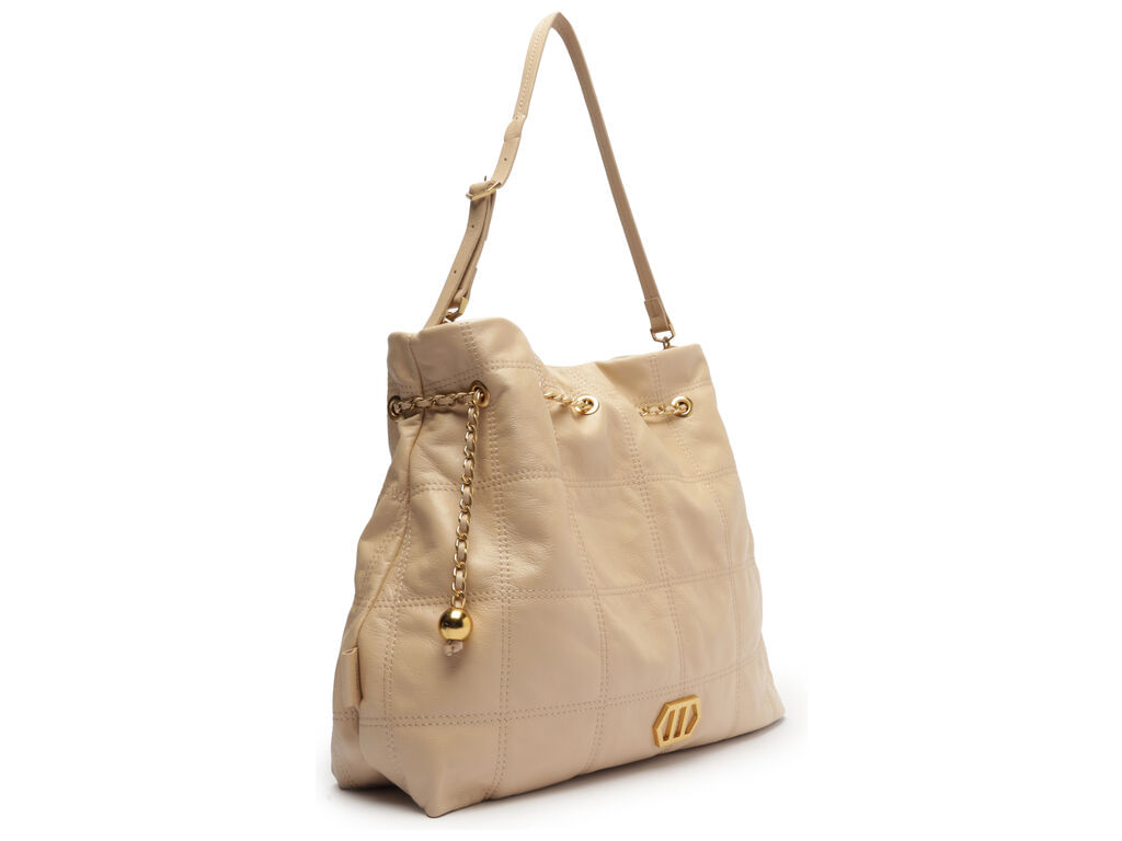 Bolsa Hobo Nude Couro Grande Matelass Corrente 50018 Arezzo