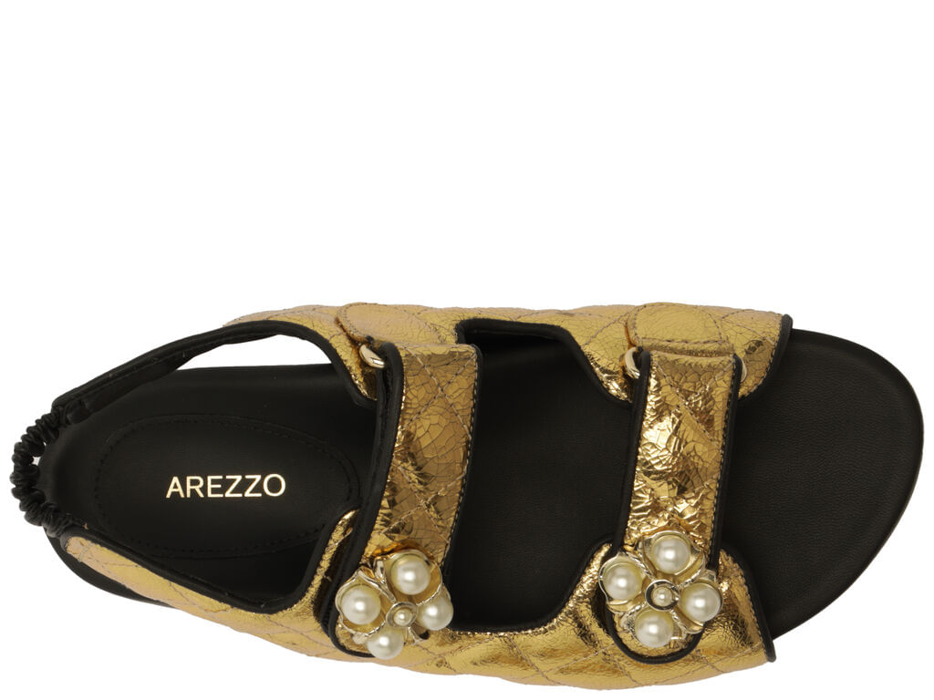sandalia papete dourada couro flatform matelasse a12090 arezzo-3