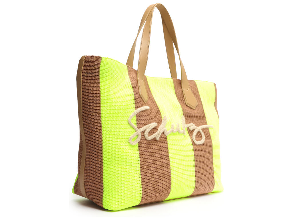 bolsa shopping striped napa marrom e amarelo schutz-2