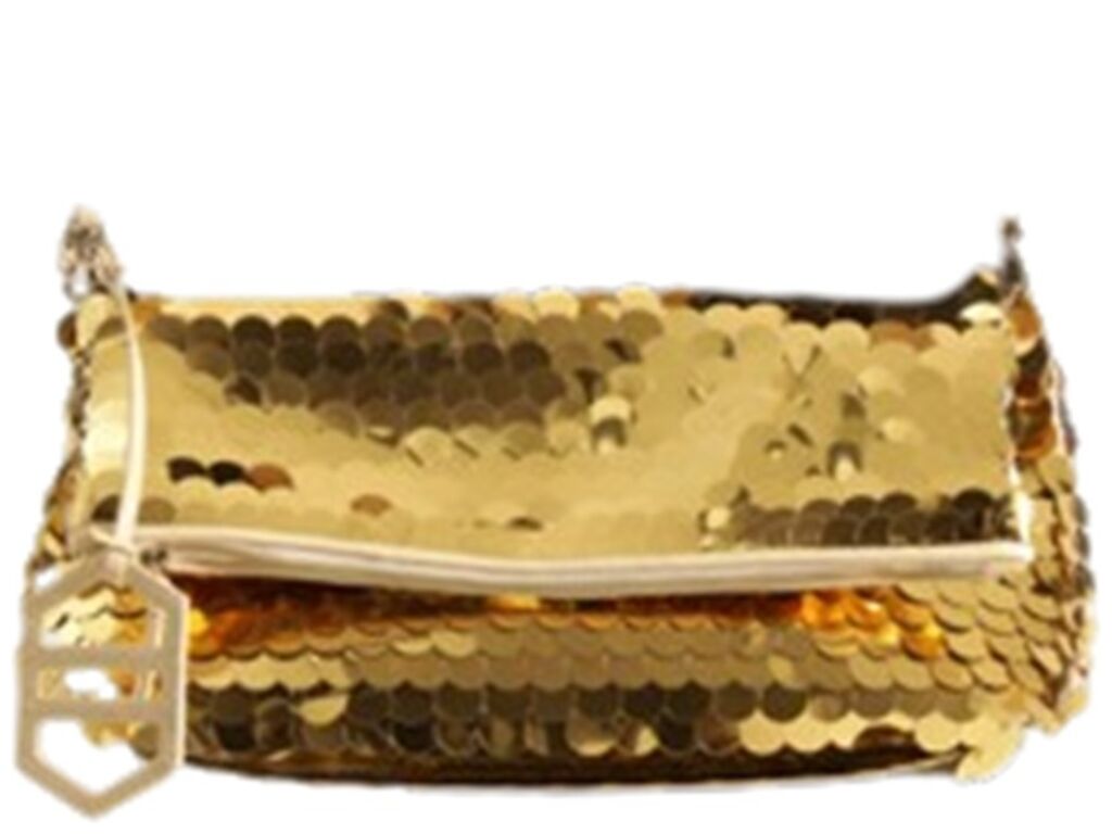 Imagem da variante: Bolsa Clutch Dourada Média Maxi Paetês A50018 Arezzo PALHA/VEG O - NATURAL/PAN - UN