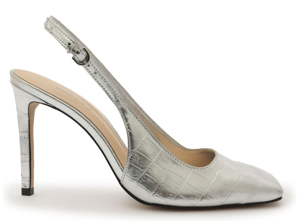 Scarpin Prata Snake Bico Quadrado Slingback A13249 Arezzo