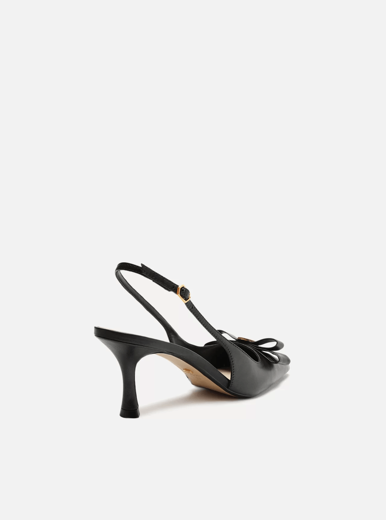 Scarpin Preto Couro Bico Quadrado Slingback La o Arezzo