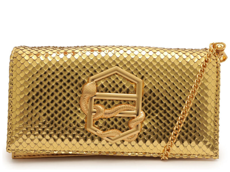 bolsa tiracolo pequena ouro snake leather a50018 arezzo-1