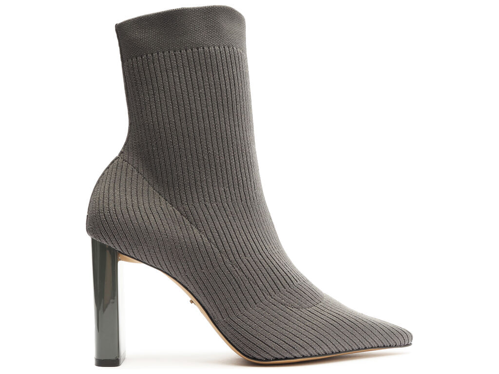 bota arezzo skinny cinza knit cano medio salto bloco a13404-1