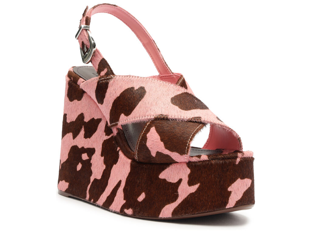 sandalia schutz plataforma pelo rosa/marrom s22102-2
