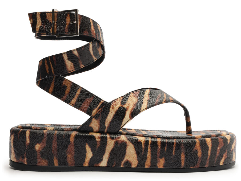 sandalia schutz feline stripe print natural/black s21869-1