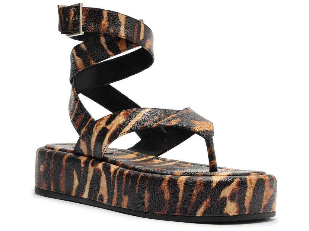 sandalia schutz feline stripe print natural/black s21869-2