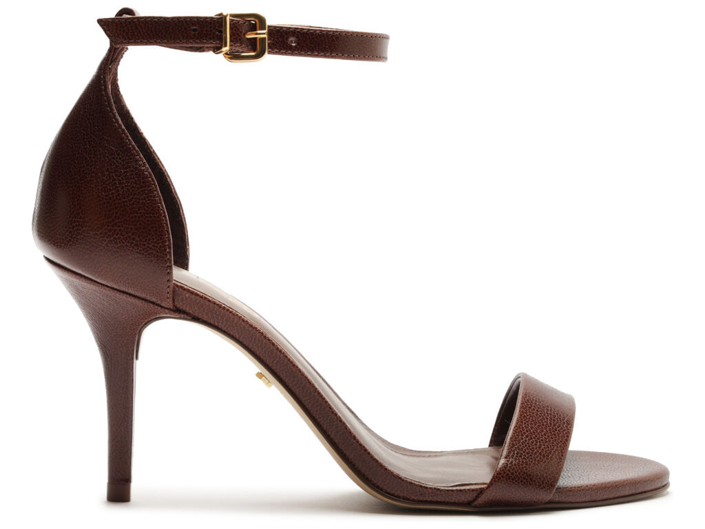 Imagem da variante: Sandália Arezzo Marrom Couro Salto Médio Fino 02695 VITELO BAG  - OAK BROWN - 33