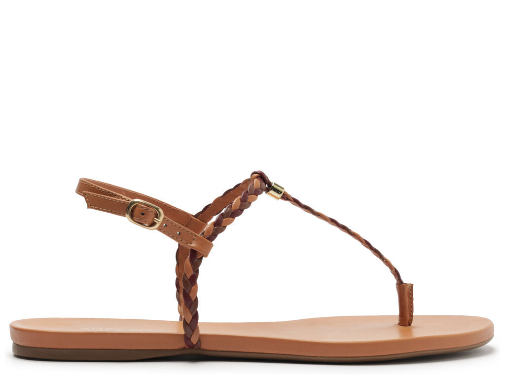 Imagem da variante: Sandália Arezzo Rasteira Marrom Slim Tiras Trançadas Mix 03274 ECO FONTANA - JUNGLE NUT/ - 34