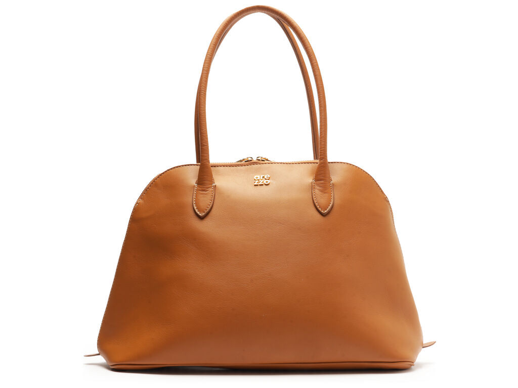 bolsa arezzo shopping marrom couro grande assinatura-1