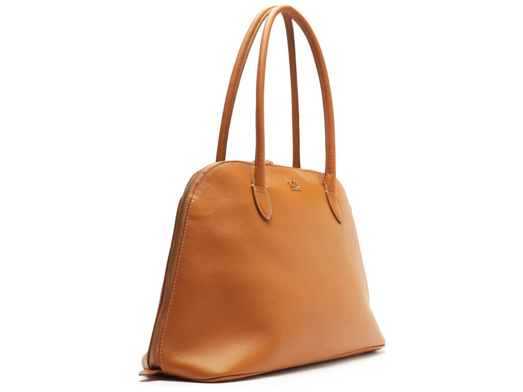 bolsa arezzo shopping marrom couro grande assinatura-2