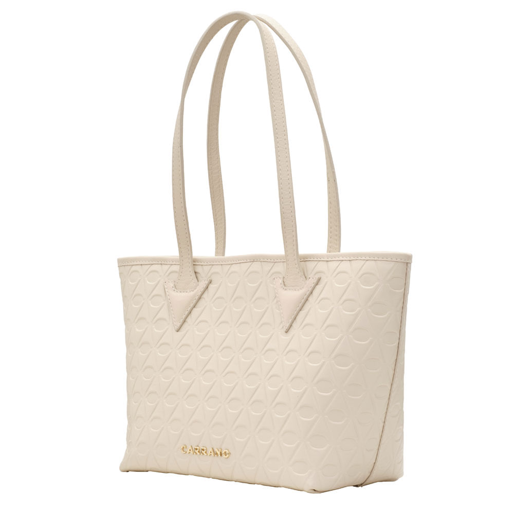 bolsa shopper carrano em couro texturizado off white media-2