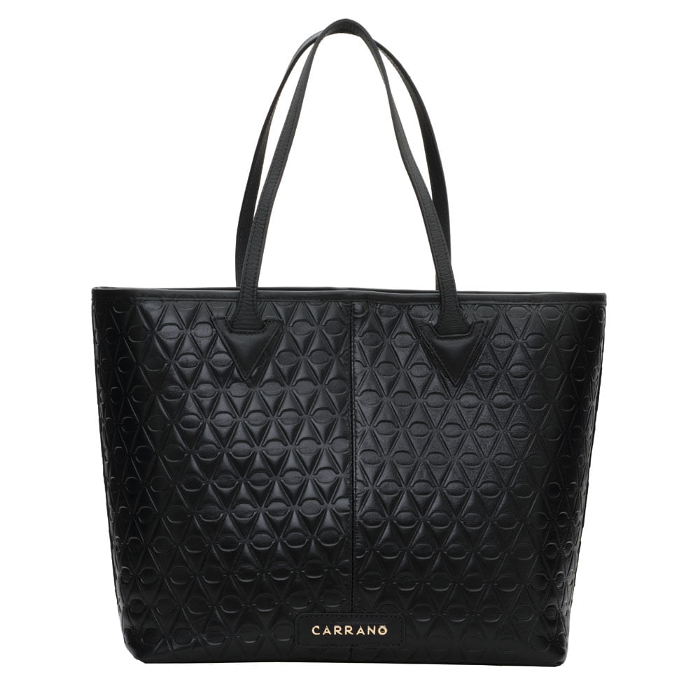 bolsa shopper carrano em couro texturizado preto grande-1