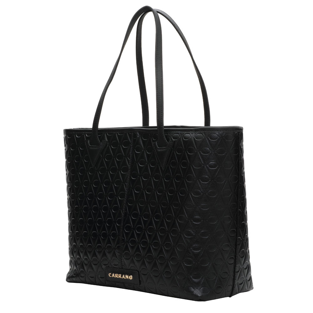 bolsa shopper carrano em couro texturizado preto grande-2