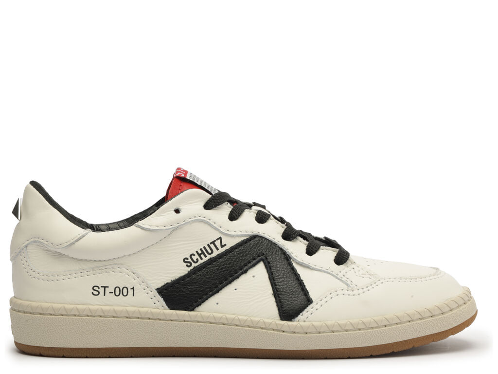Imagem da variante: Tênis Schutz ST 001 Couro Branco Detalhes em Preto e Vermelho SOFT CALF L - WHITE/BLACK - 35