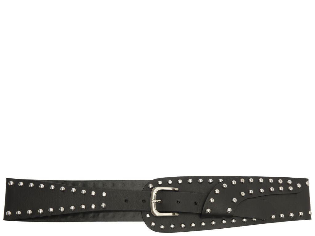 cinto schutz couro preto medio tachas prateadas 43001-1