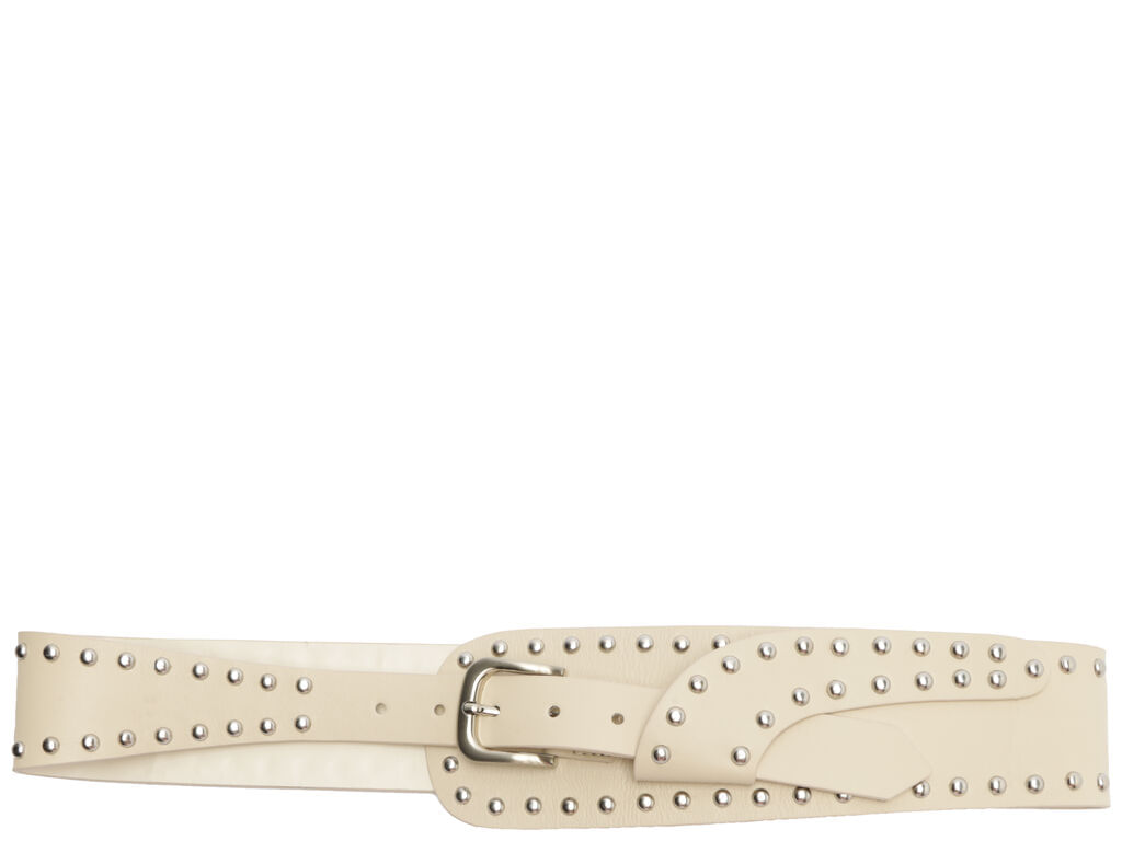 cinto schutz couro off-white medio tachas prateadas 43001-1