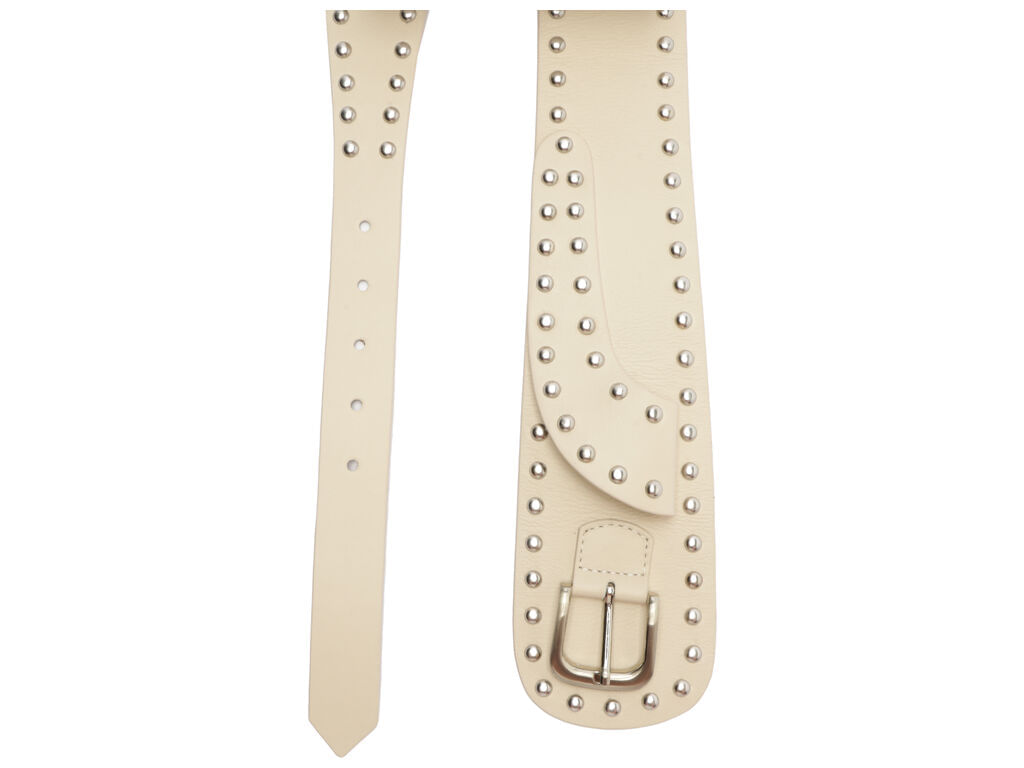 cinto schutz couro off-white medio tachas prateadas 43001-2