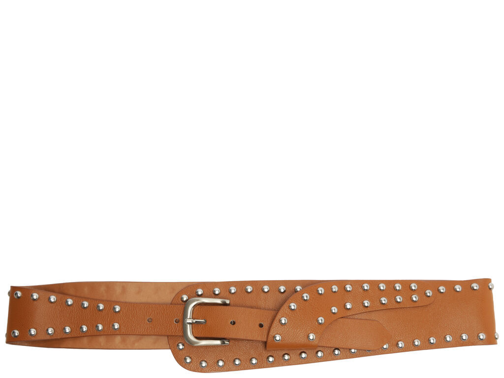 cinto schutz couro marrom medio tachas prateadas 43001-1
