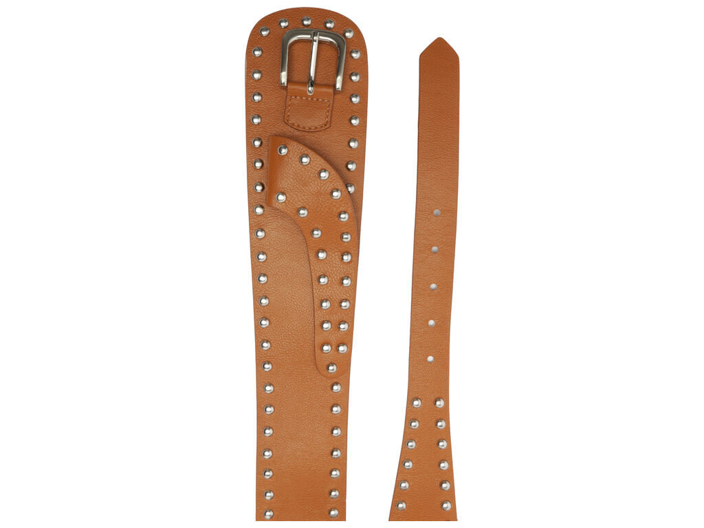 cinto schutz couro marrom medio tachas prateadas 43001-2
