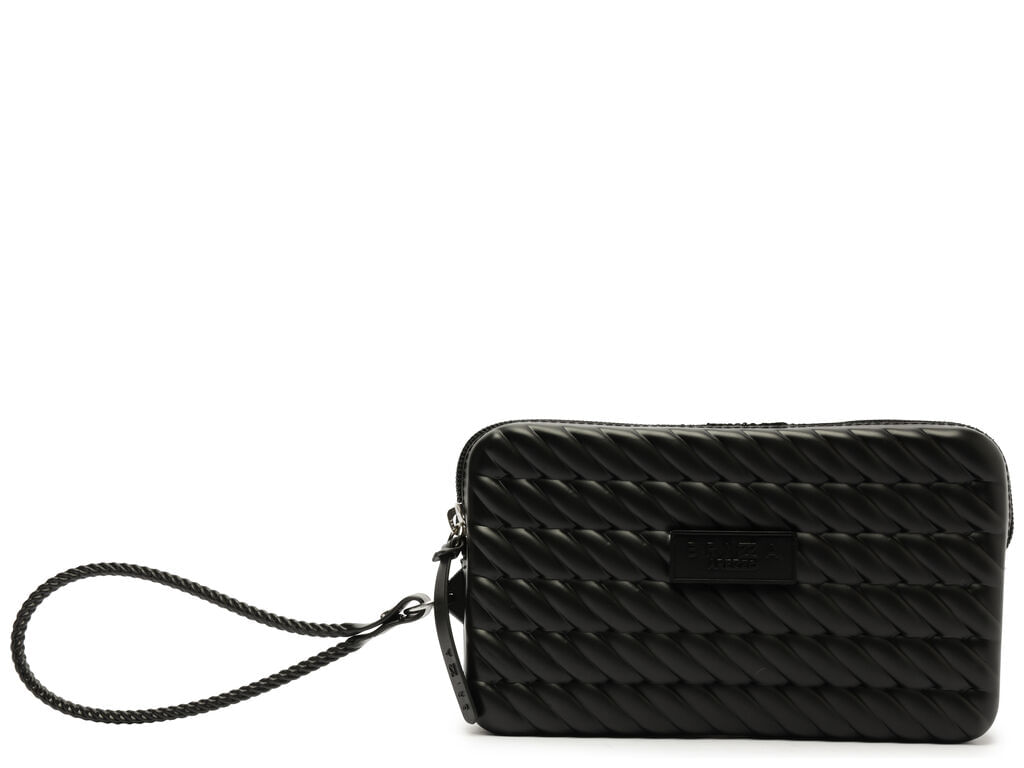 bolsa brizza clutch pvc textil preta pequena-1