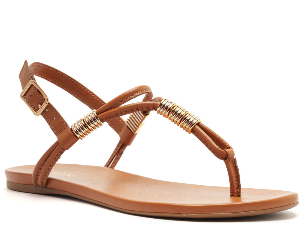 sandalia arezzo rasteira marrom slim metais-2