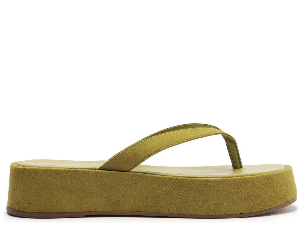 sandalia arezzo plataforma camurca verde 12647-1