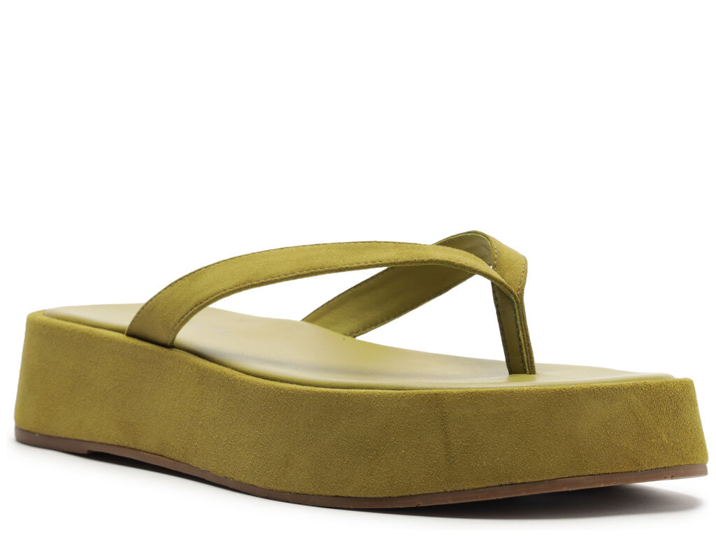 sandalia arezzo plataforma camurca verde 12647-2
