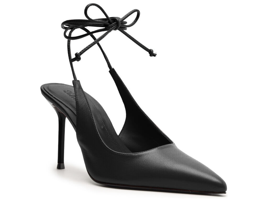 scarpin schutz couro preto amarracao salto fino 22095-1