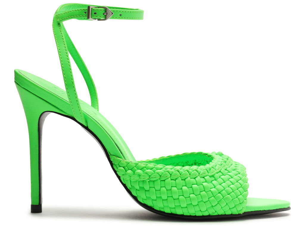 sandalia schutz salto alto fino couro verde 22253-1