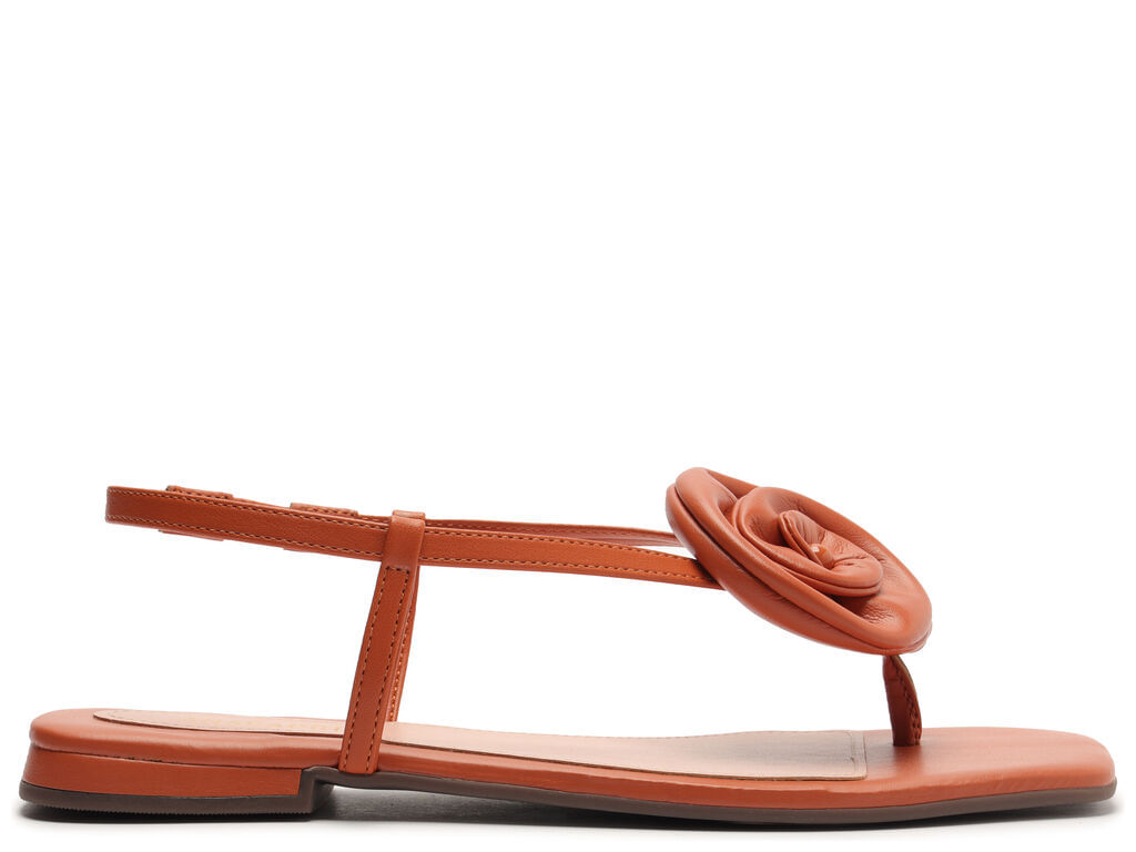 sandalia anacapri rasteira slim flor laranja damasco-1