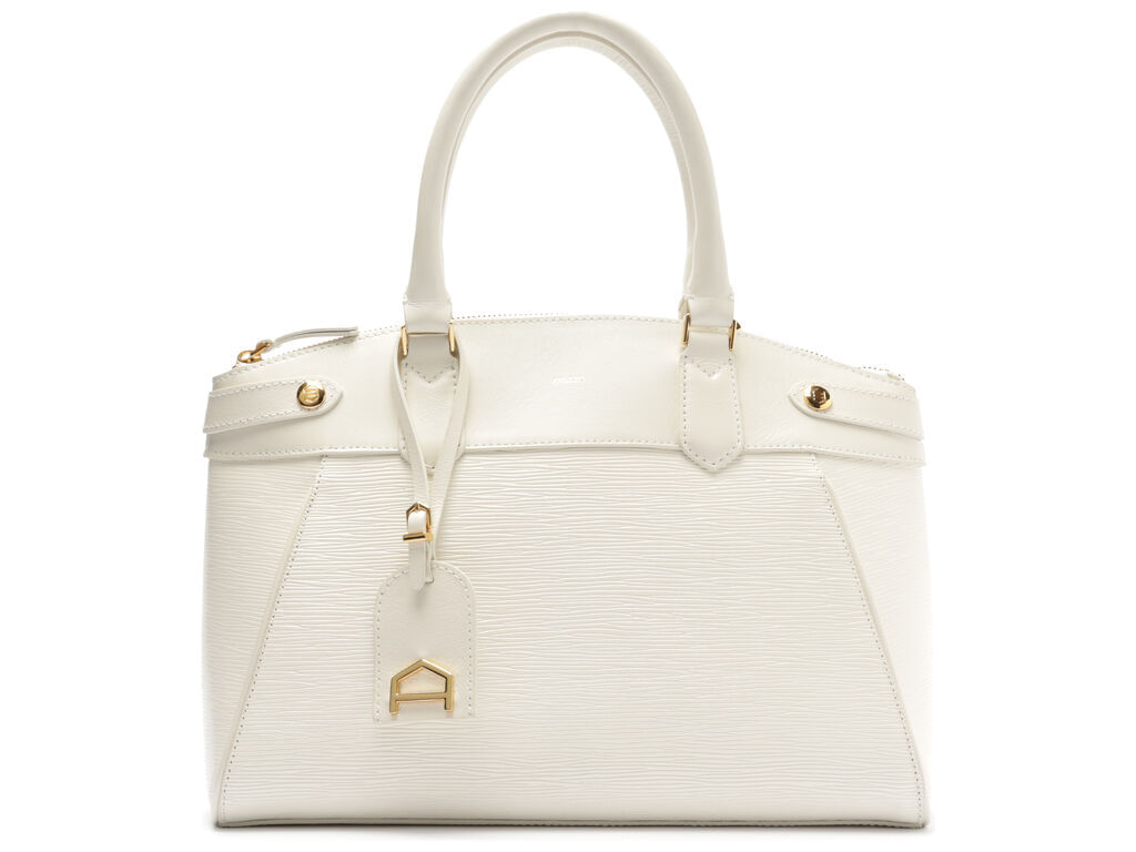 Imagem da variante: Bolsa Arezzo Tote Branca Couro Média Detalhes Dourados WAVE/LEATHE - CREMA WHITE - UN