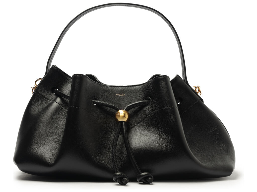 bolsa arezzo bucket preta couro media knot-1