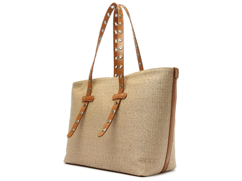 bolsa arezzo shopping palha detalhes marrom-2