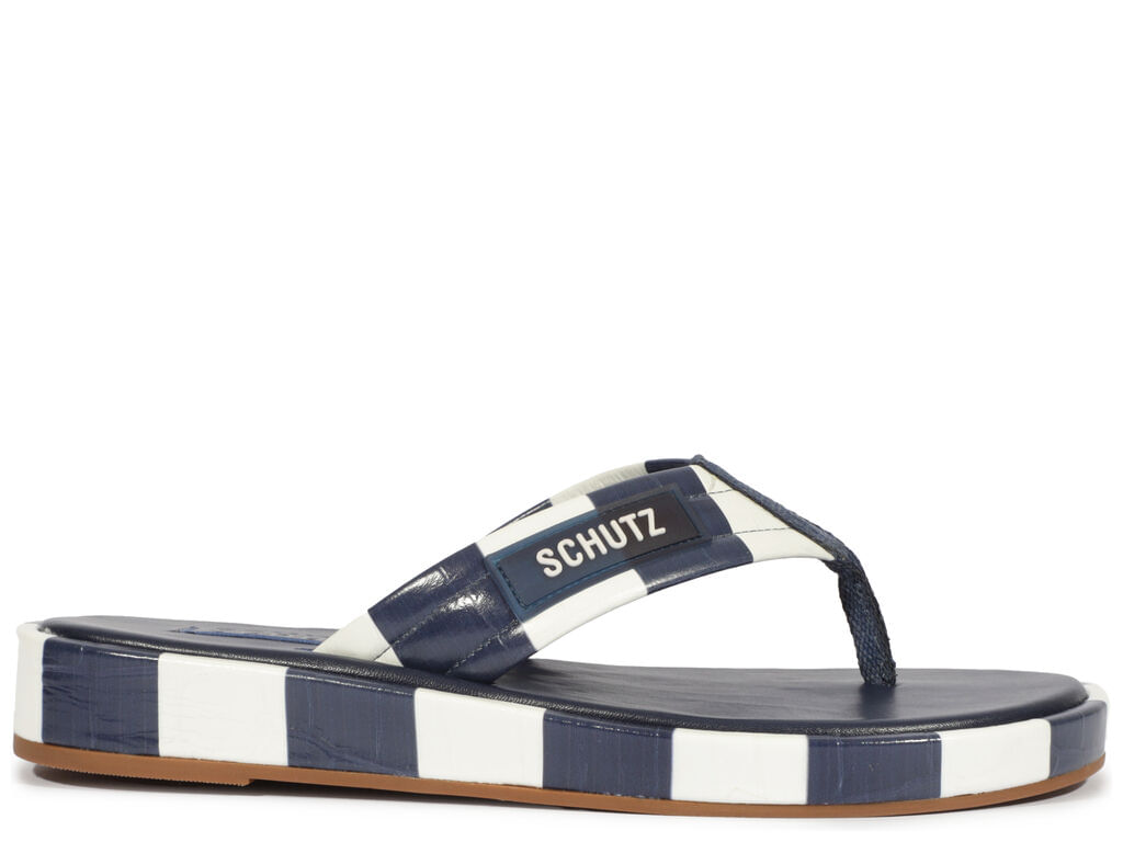 chinelo schutz zoe azul croco listras brancas§-1