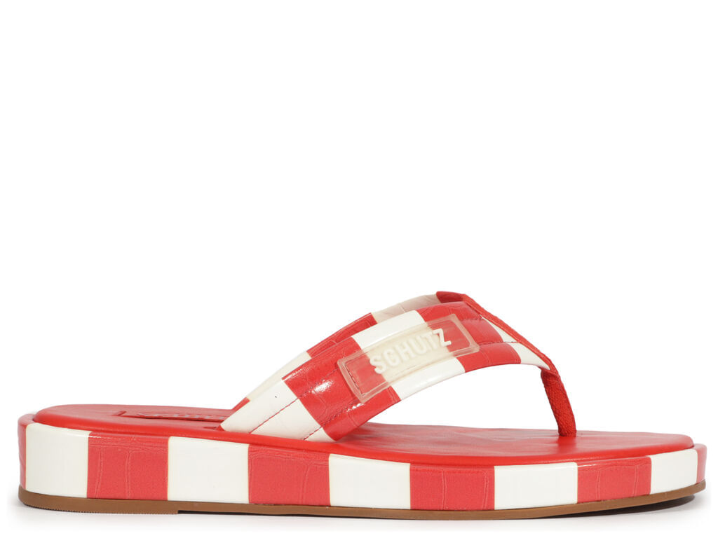 chinelo schutz zoe vermelho wide croco listras brancas-1