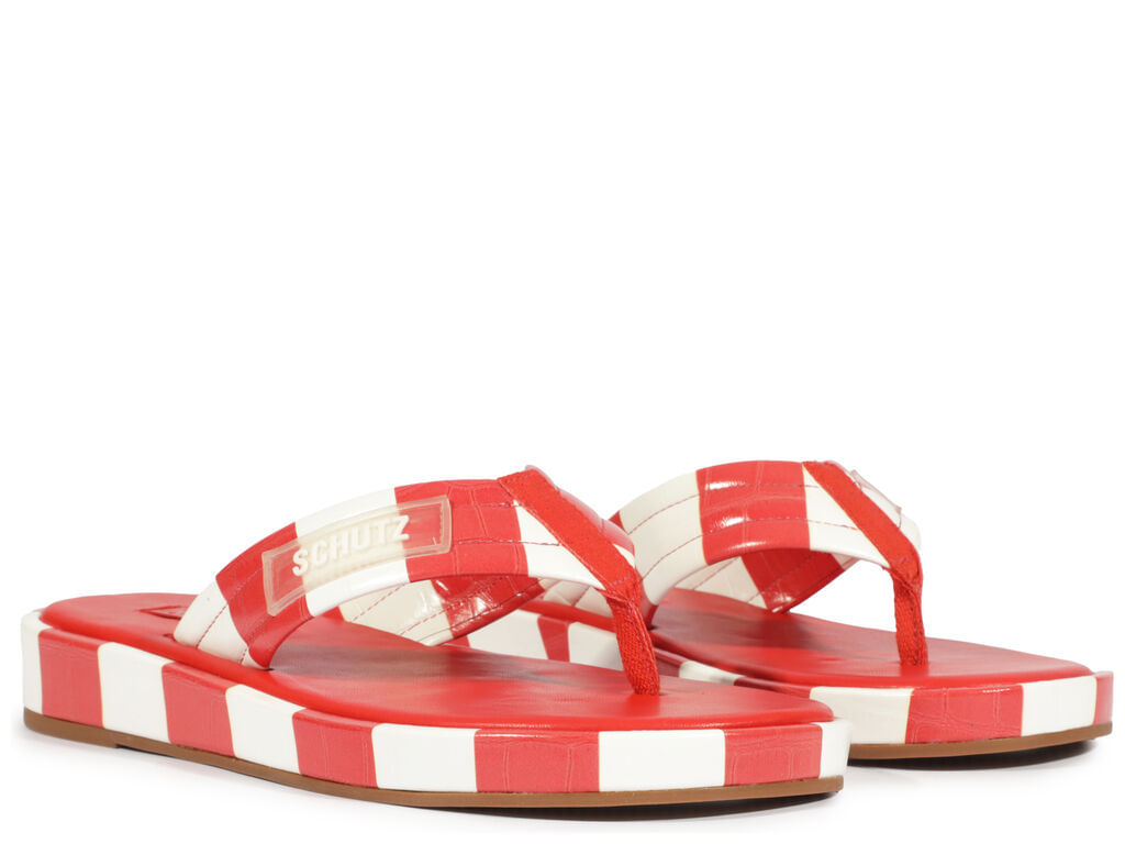 chinelo schutz zoe vermelho wide croco listras brancas-2