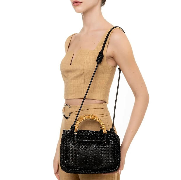 mini bolsa isla duna em croche metalizado preto§-2
