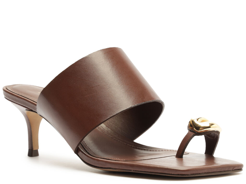 sandalia arezzo marrom couro salto fino metal bold-2