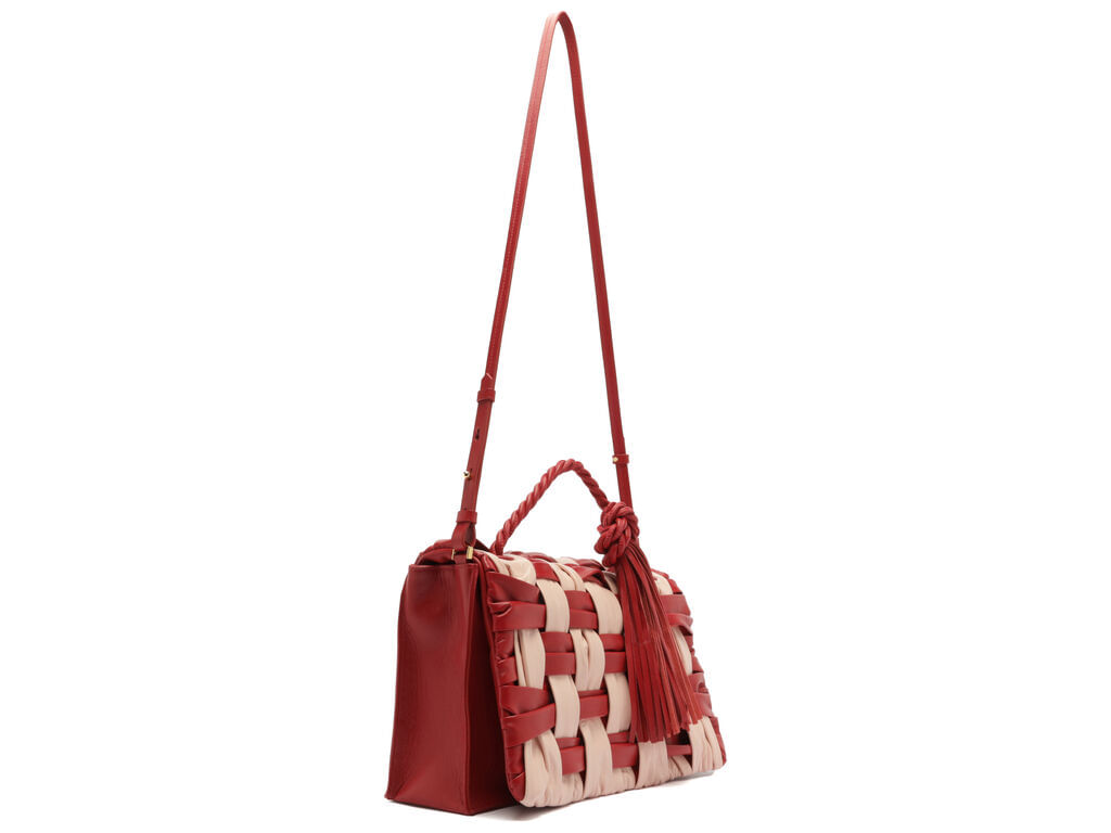 bolsa arezzo trancada bicolor couro grande vermelha-2