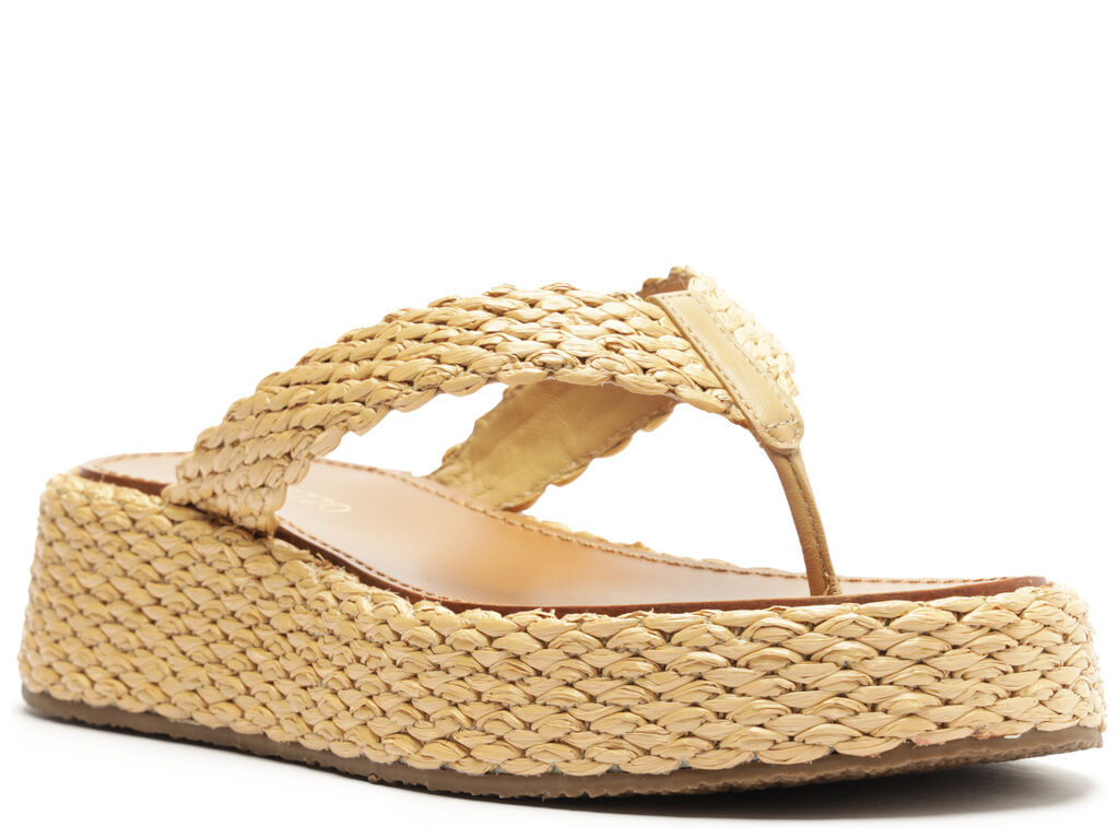 tamanco arezzo bege palha flatform thong-2