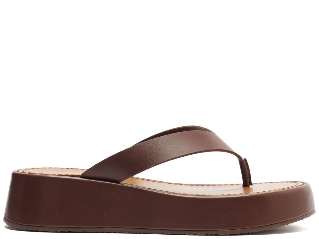 tamanco arezzo marrom couro flatform thong 13636-1