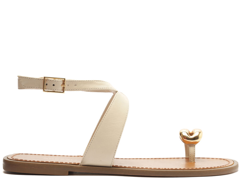 sandalia arezzo rasteira off-white couro metal bold-1