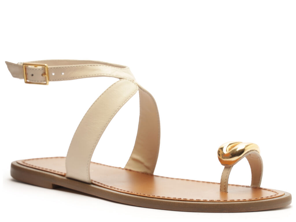 sandalia arezzo rasteira off-white couro metal bold-2